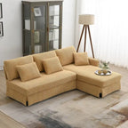 Modern 4-Seat L-Shaped Convertible Sofa - Reversible Chaise - Skirted Design - Living Room Sectional