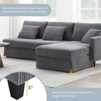 Modern 4-Seat L-Shaped Convertible Sofa - Reversible Chaise - Skirted Design - Living Room Sectional