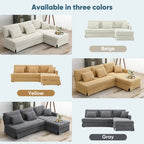 Modern 4-Seat L-Shaped Convertible Sofa - Reversible Chaise - Skirted Design - Living Room Sectional