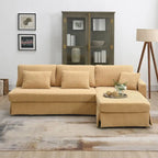Modern 4-Seat L-Shaped Convertible Sofa - Reversible Chaise - Skirted Design - Living Room Sectional