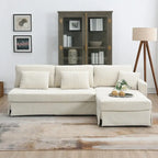Modern 4-Seat L-Shaped Convertible Sofa - Reversible Chaise - Skirted Design - Living Room Sectional