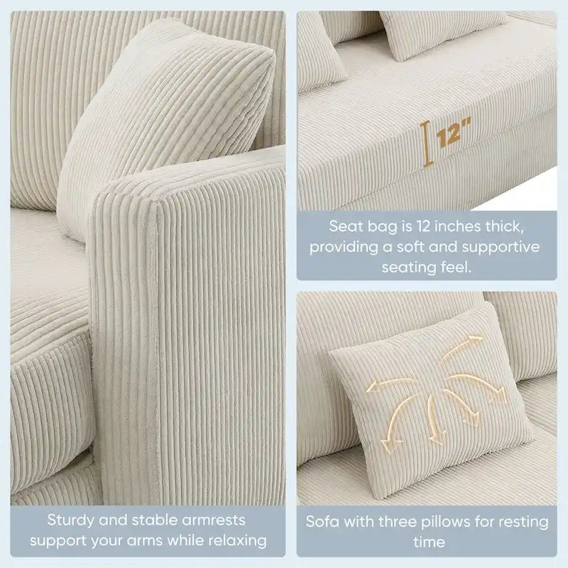 Modern 4-Seat L-Shaped Convertible Sofa - Reversible Chaise - Skirted Design - Living Room Sectional