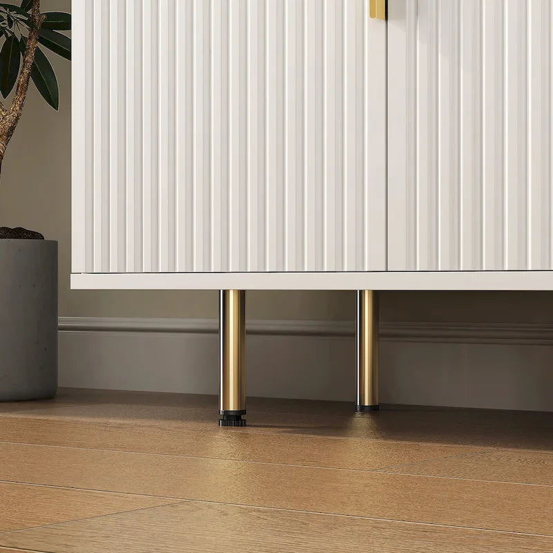 Modern Buffet Cabinet with Storage - Fluted Panel Sideboard - Adjustable Shelves - Art Deco Mid-Century