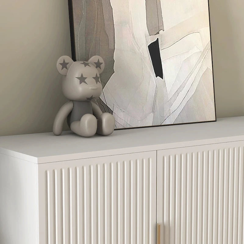 Modern Buffet Cabinet with Storage - Fluted Panel Sideboard - Adjustable Shelves - Art Deco Mid-Century