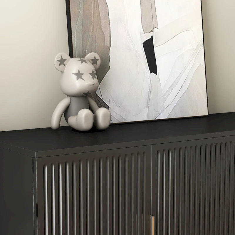 Modern Buffet Cabinet with Storage - Fluted Panel Sideboard - Adjustable Shelves - Art Deco Mid-Century