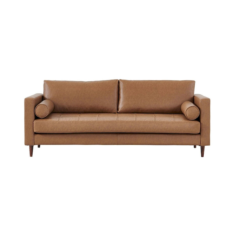 Modern Contemporary Eco Leather Sofa - Sustainable Vegan Faux Leather - High Density Foam - Hardwood Frame