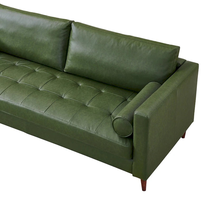 Modern Contemporary Eco Leather Sofa - Sustainable Vegan Faux Leather - High Density Foam - Hardwood Frame