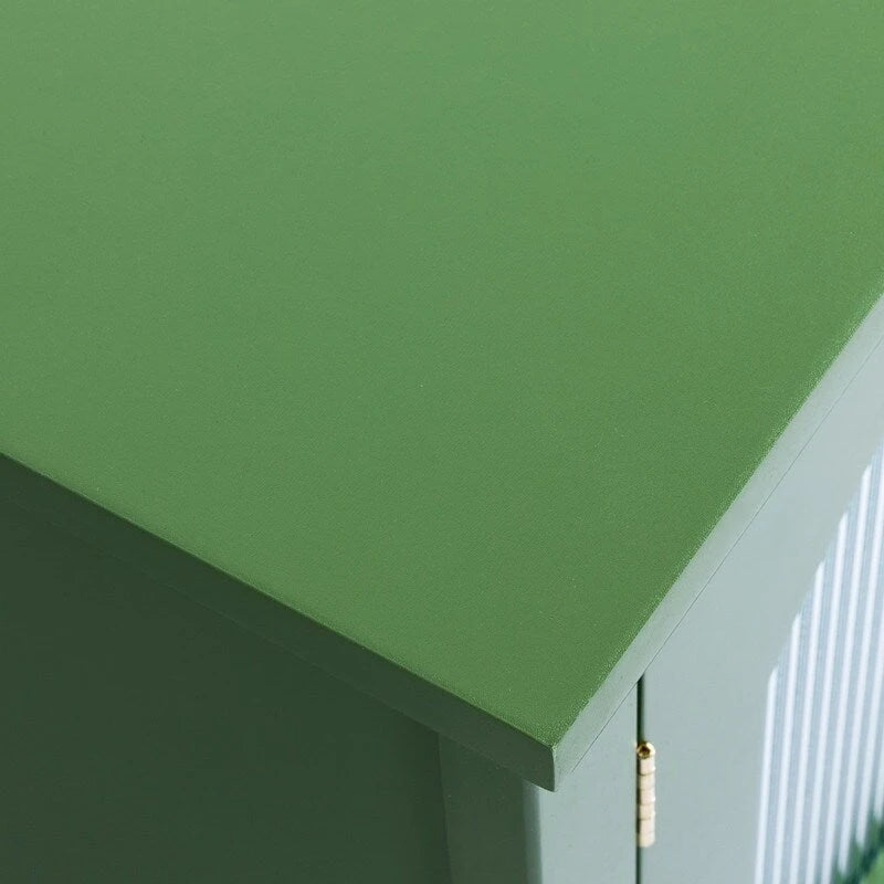 Vintage French Green TV Cabinet with Glass Doors - 70.87"L x 17.72"W x 24.02"H - Pine Wood Sideboard Buffet