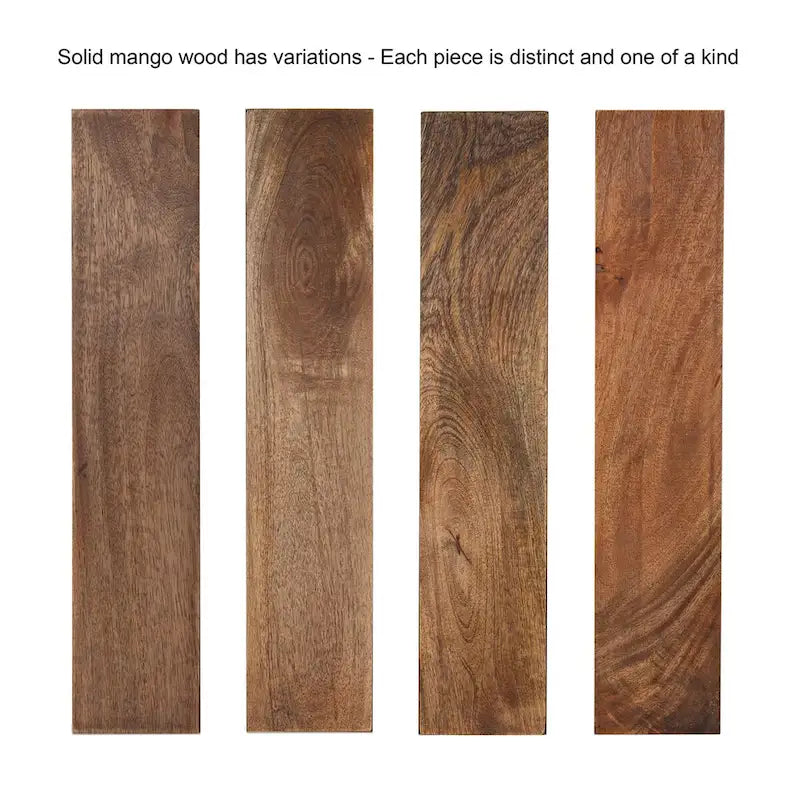 Round Side Table - 2-Tier - Mango Wood - Stainless Steel Legs - 19"W x 19"D x 24.5"H - Modern Boho