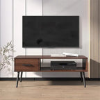 Mid Century Coffee Table TV Stand with Drawer - Pine Wood - 41.3"D x 21.7"W x 17.7"H - Living Room