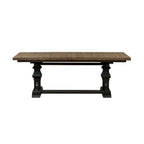 5-Piece Trestle Dining Table Set - Rubberwood & Oak - 42"W x 104"L - 20" Leaf - 4 Chairs - Chalkboard Black