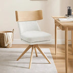 Wood & Fabric Swivel Desk Chair - Rubberwood Frame - Armless  - Home Office