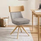 Wood & Fabric Swivel Desk Chair - Rubberwood Frame - Armless  - Home Office