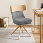 Wood & Fabric Swivel Desk Chair - Rubberwood Frame - Armless  - Home Office