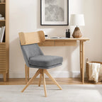 Wood & Fabric Swivel Desk Chair - Rubberwood Frame - Armless  - Home Office