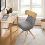 Wood & Fabric Swivel Desk Chair - Rubberwood Frame - Armless  - Home Office