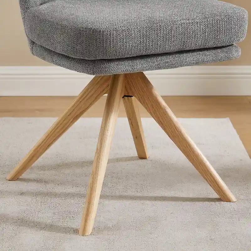 Wood & Fabric Swivel Desk Chair - Rubberwood Frame - Armless  - Home Office