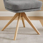 Wood & Fabric Swivel Desk Chair - Rubberwood Frame - Armless  - Home Office