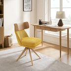 Wood & Fabric Swivel Desk Chair - Rubberwood Frame - Armless  - Home Office