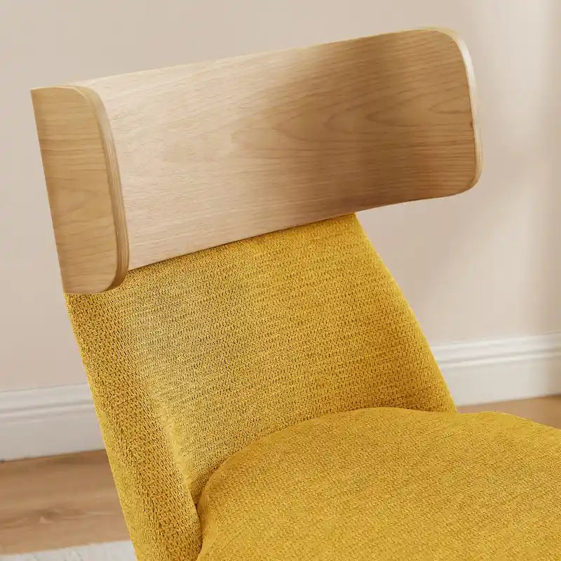 Wood & Fabric Swivel Desk Chair - Rubberwood Frame - Armless  - Home Office