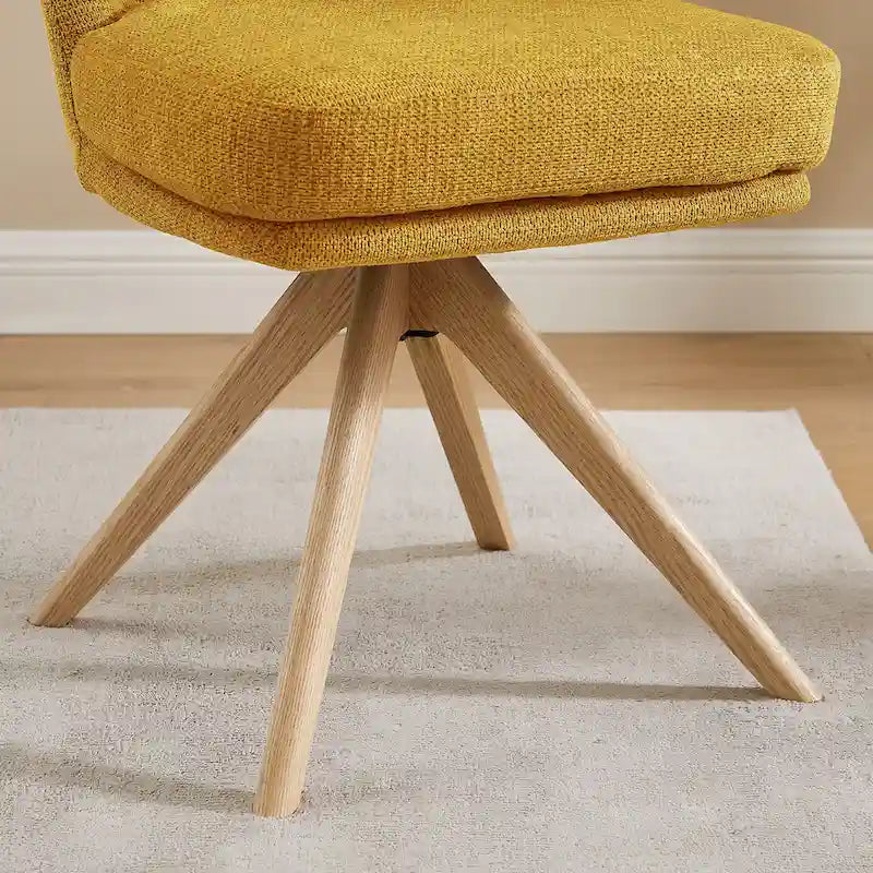 Wood & Fabric Swivel Desk Chair - Rubberwood Frame - Armless  - Home Office