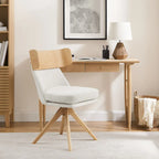 Wood & Fabric Swivel Desk Chair - Rubberwood Frame - Armless  - Home Office