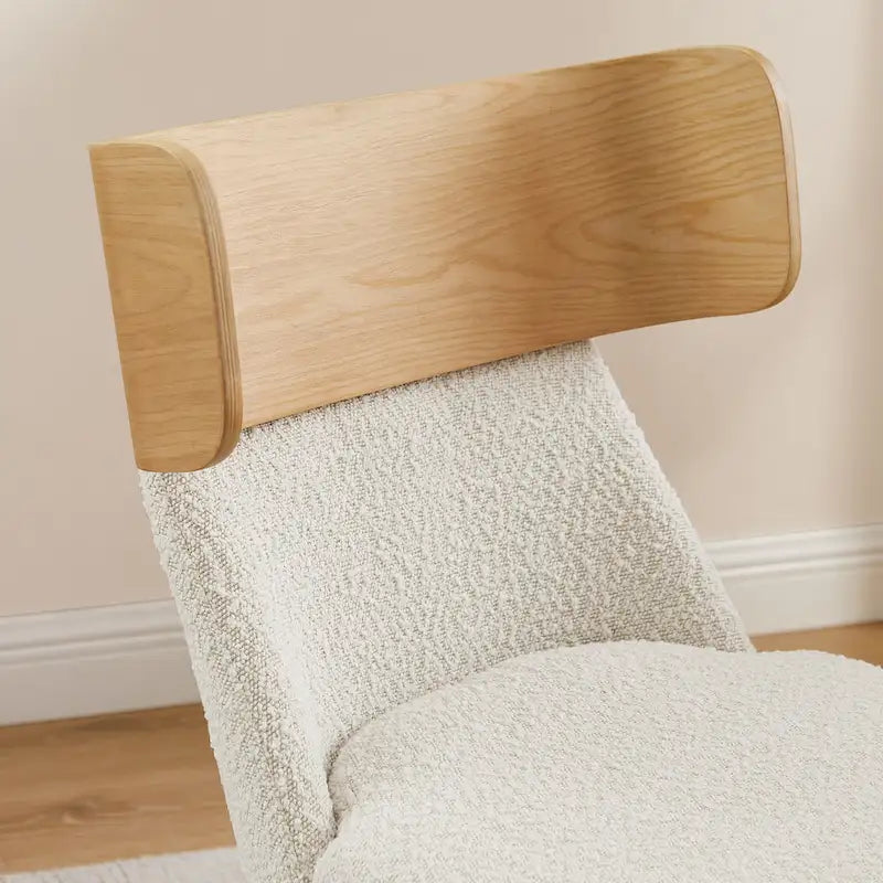 Wood & Fabric Swivel Desk Chair - Rubberwood Frame - Armless  - Home Office