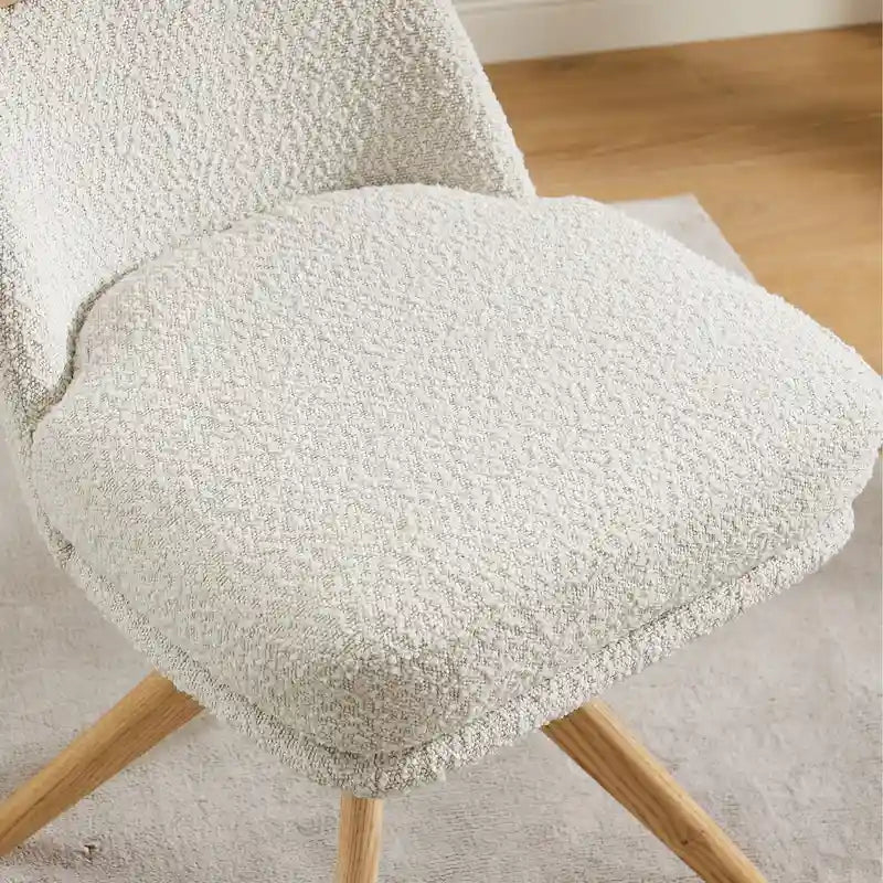 Wood & Fabric Swivel Desk Chair - Rubberwood Frame - Armless  - Home Office