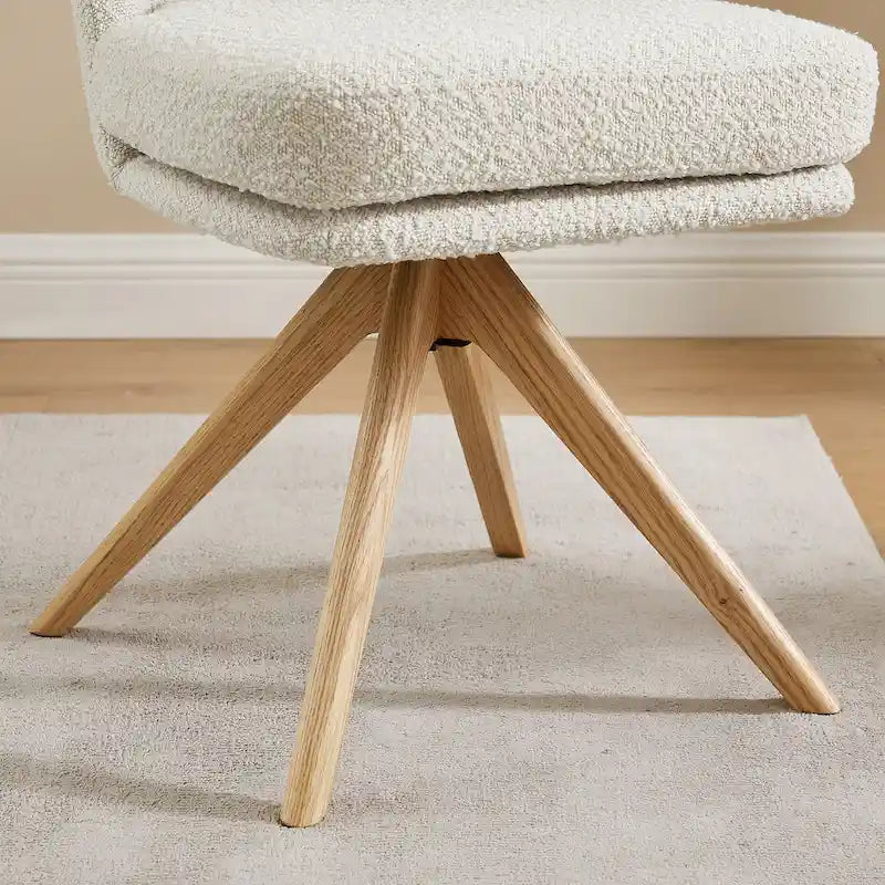 Wood & Fabric Swivel Desk Chair - Rubberwood Frame - Armless  - Home Office