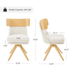 Wood & Fabric Swivel Desk Chair - Rubberwood Frame - Armless  - Home Office