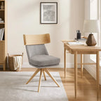 Wood & Fabric Swivel Desk Chair - Rubberwood Frame - Armless  - Home Office