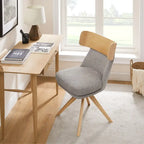 Wood & Fabric Swivel Desk Chair - Rubberwood Frame - Armless  - Home Office