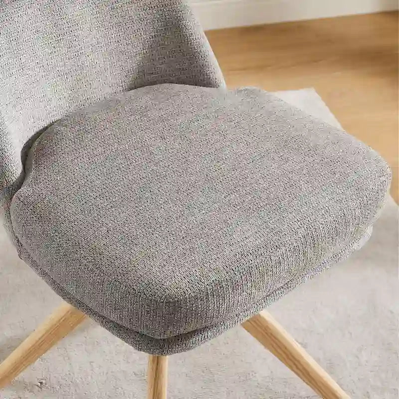 Wood & Fabric Swivel Desk Chair - Rubberwood Frame - Armless  - Home Office