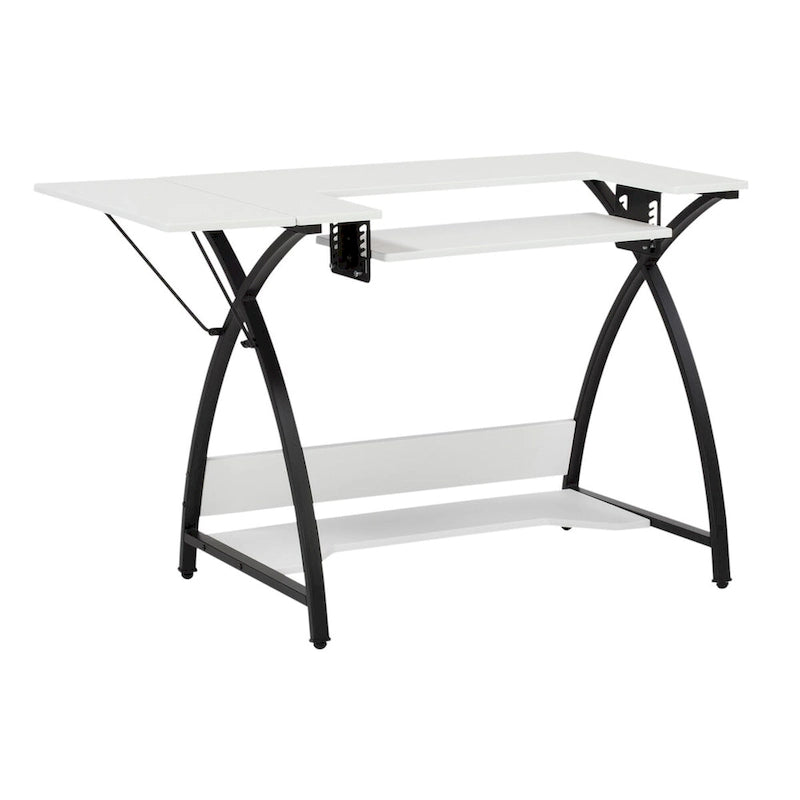 Sewing Craft Table - Metal Frame MDF Top - Adjustable Platform - 45.5"W x 23.5"D x 30"H - Office Hobby Room
