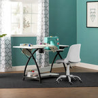 Sewing Craft Table - Metal Frame MDF Top - Adjustable Platform - 45.5"W x 23.5"D x 30"H - Office Hobby Room