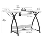 Sewing Craft Table - Metal Frame MDF Top - Adjustable Platform - 45.5"W x 23.5"D x 30"H - Office Hobby Room