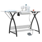 Sewing Craft Table - Metal Frame MDF Top - Adjustable Platform - 45.5"W x 23.5"D x 30"H - Office Hobby Room