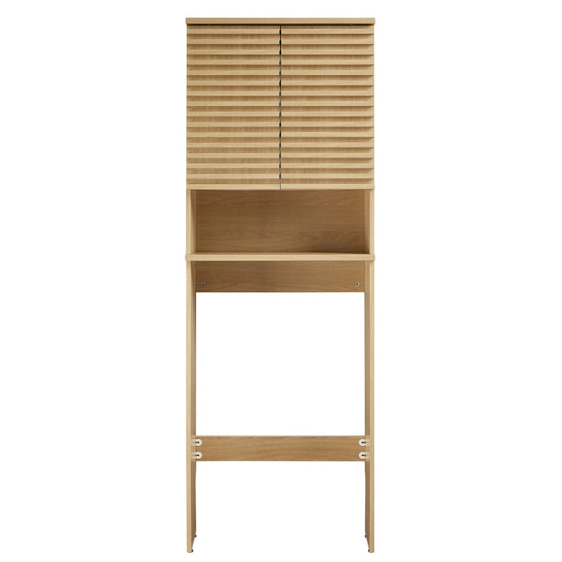 Over the Toilet Storage Cabinet Mid-Century Modern with Soft-Close Doors Adjustable Shelves Bathroom Organizer
