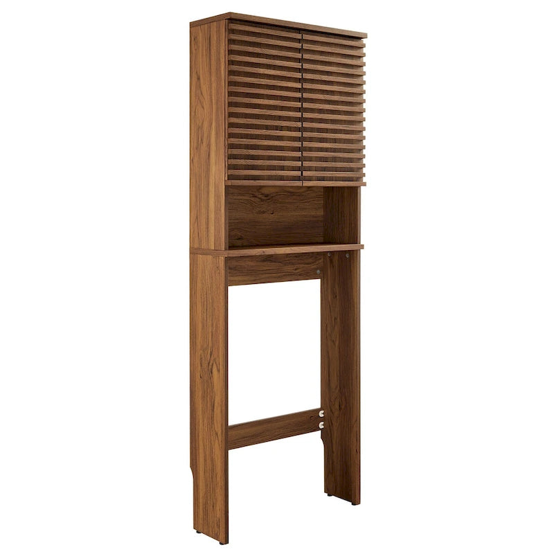 Over the Toilet Storage Cabinet Mid-Century Modern with Soft-Close Doors Adjustable Shelves Bathroom Organizer
