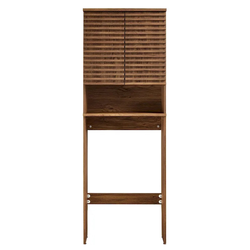 Over the Toilet Storage Cabinet Mid-Century Modern with Soft-Close Doors Adjustable Shelves Bathroom Organizer