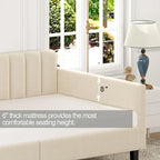 Modern Twin Daybed with Ribbed Tufted Backrest - Upholstered - 78.7"W x 43.5"D x 33"H - No Box Spring