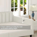 Modern Twin Daybed with Ribbed Tufted Backrest - Upholstered - 78.7"W x 43.5"D x 33"H - No Box Spring