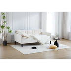 Modern Twin Daybed with Ribbed Tufted Backrest - Upholstered - 78.7"W x 43.5"D x 33"H - No Box Spring