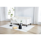 Modern Twin Daybed with Ribbed Tufted Backrest - Upholstered - 78.7"W x 43.5"D x 33"H - No Box Spring