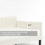 Modern Twin Daybed with Ribbed Tufted Backrest - Upholstered - 78.7"W x 43.5"D x 33"H - No Box Spring