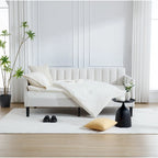 Modern Twin Daybed with Ribbed Tufted Backrest - Upholstered - 78.7"W x 43.5"D x 33"H - No Box Spring