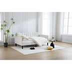 Modern Twin Daybed with Ribbed Tufted Backrest - Upholstered - 78.7"W x 43.5"D x 33"H - No Box Spring