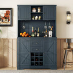 Farmhouse Coffee Bar Cabinet 47" - Wine Storage Buffet with Drawers Shelves Glass Racks - Kitchen Sideboard