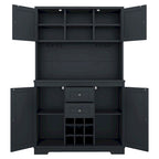 Farmhouse Coffee Bar Cabinet 47" - Wine Storage Buffet with Drawers Shelves Glass Racks - Kitchen Sideboard