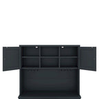 Farmhouse Coffee Bar Cabinet 47" - Wine Storage Buffet with Drawers Shelves Glass Racks - Kitchen Sideboard